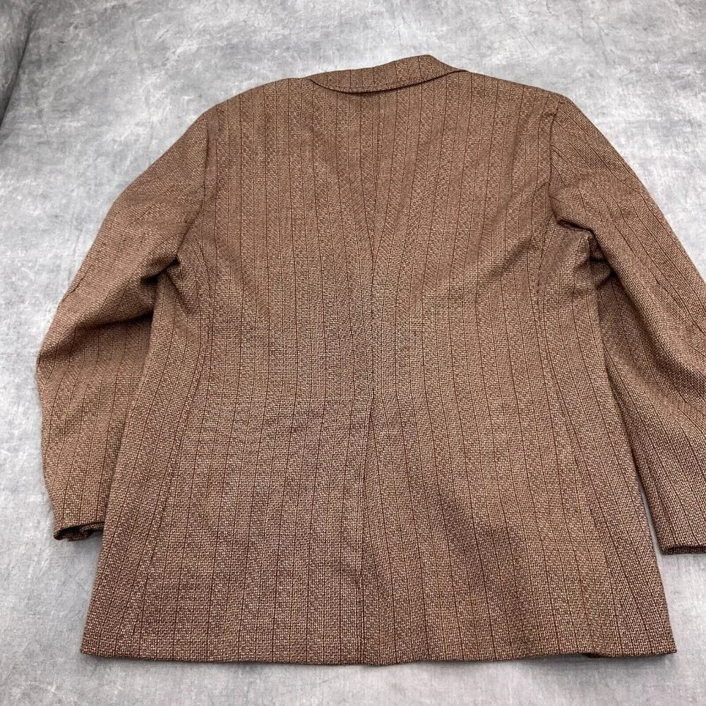 JB Blazer Men 44‎ Brown Rust Stripe Polyester Knit Classic Career Jacket 60s VTG